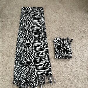 Zebra Striped Scarf and Glove Set
